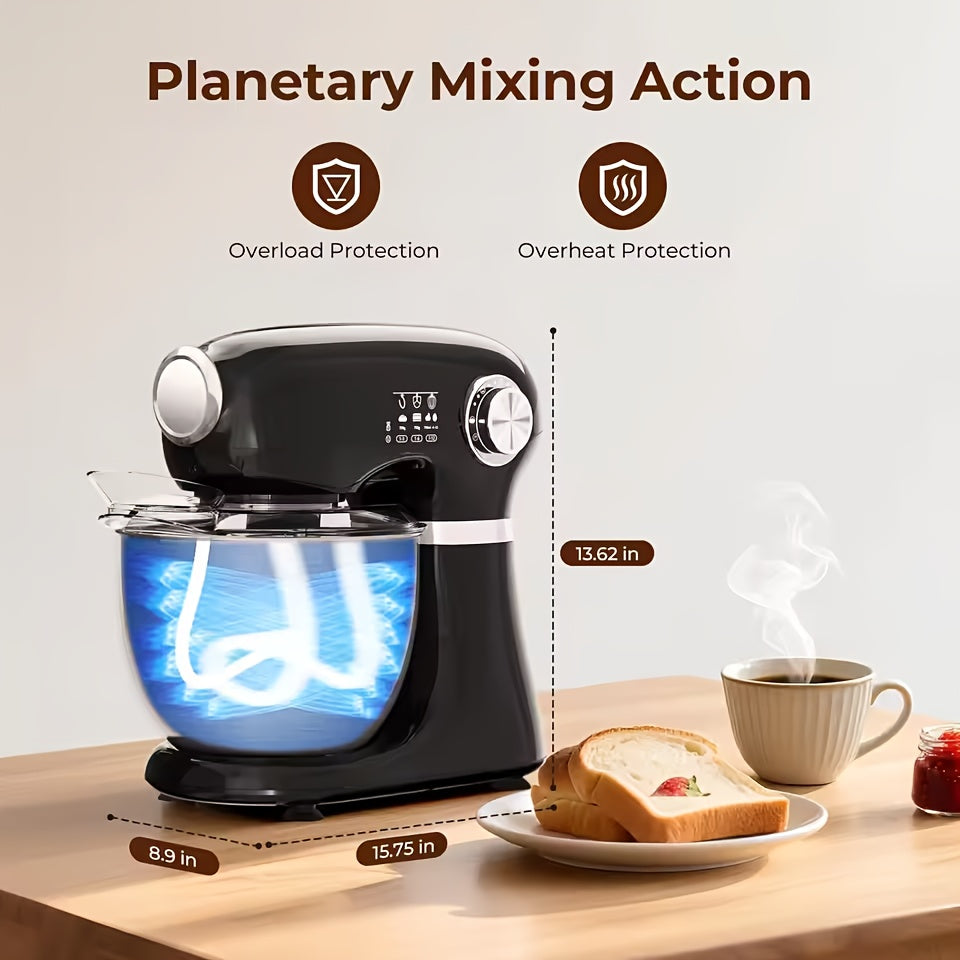 4-in-1 Electric Vertical Mixer, with A Power Of 350 Watts, 12-speed with Pulse Button. Accessories Include 5.5-gallon Stainless Steel Bowl