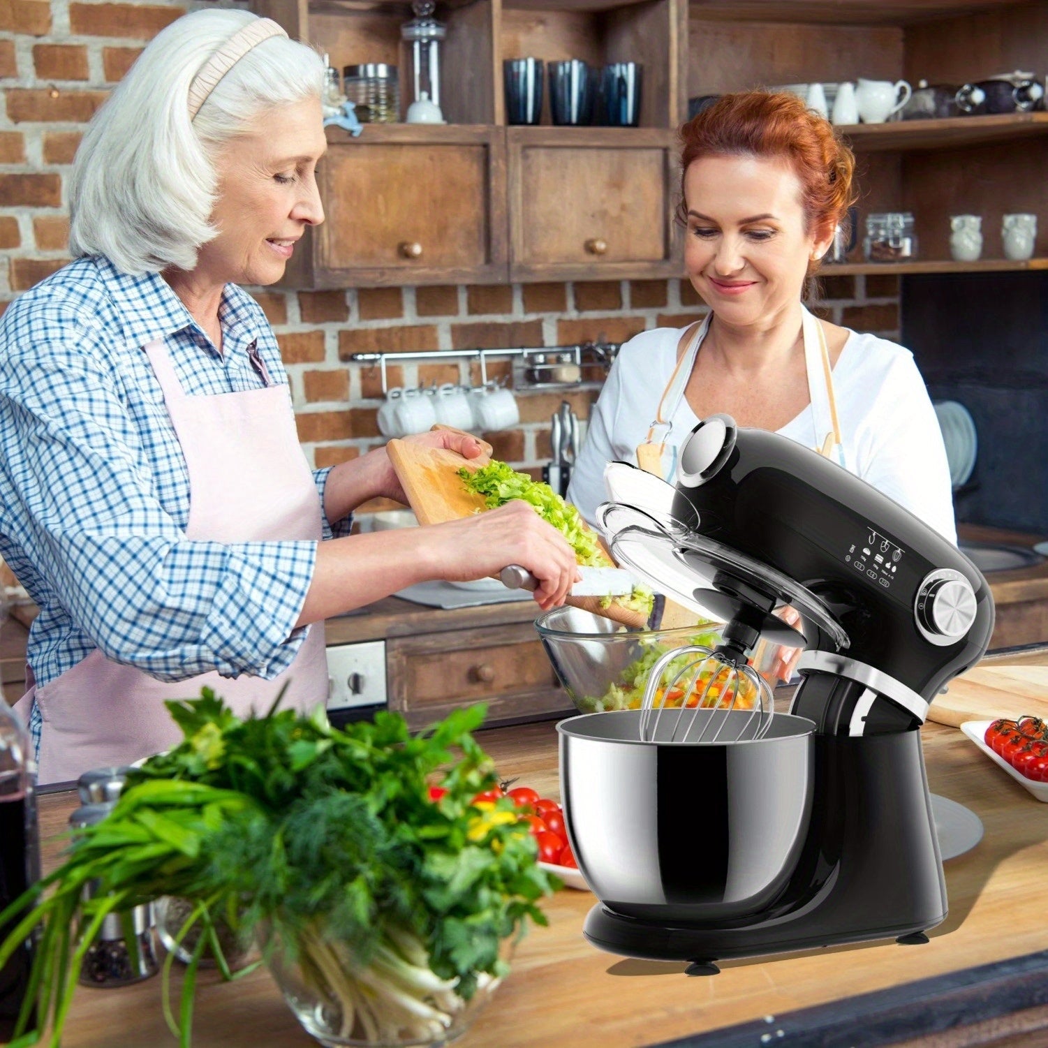4-in-1 Electric Vertical Mixer, with A Power Of 350 Watts, 12-speed with Pulse Button. Accessories Include 5.5-gallon Stainless Steel Bowl