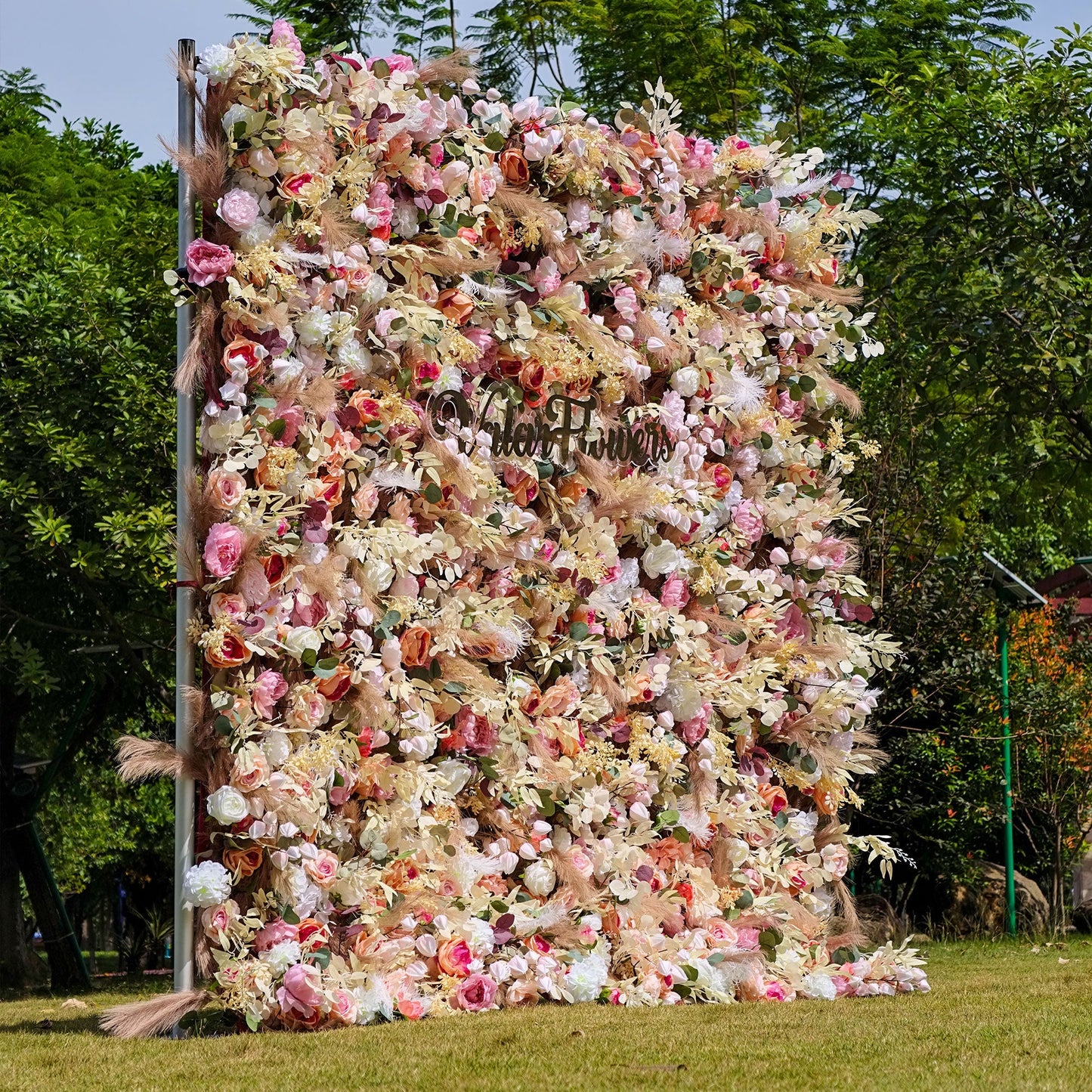 🔥[Hot sale]🔥 Roll Up Fabric Artificial Flower Wall Wedding Backdrop, Floral Party Decor, Event Photography