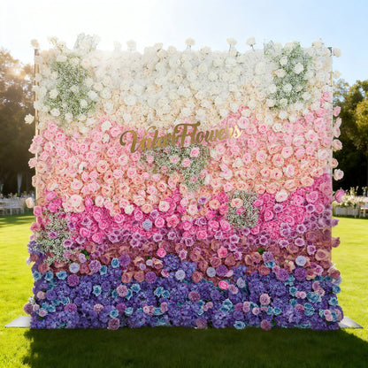 🔥[Hot sale]🔥 Roll Up Fabric Artificial Flower Wall Wedding Backdrop, Floral Party Decor, Event Photography