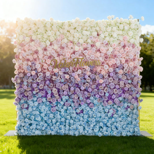 🔥[Hot sale]🔥 5D Ombre Rainbow Artificial Flower Backdrop: A Breathtaking Floral Masterpiece for Events