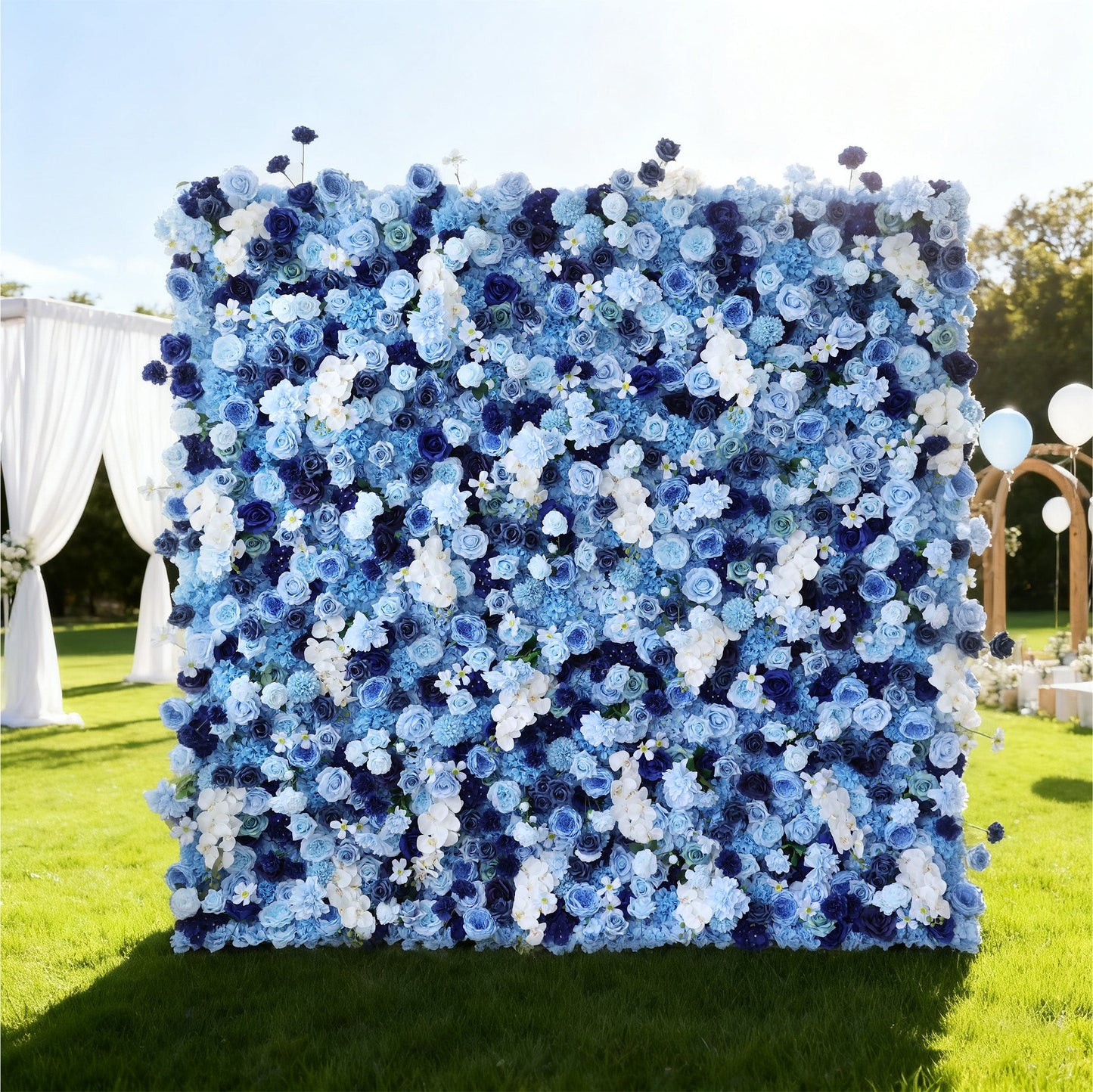 🔥[Hot sale]🔥 Blue Ombre Floral Extravaganza Wall: A Serene, Luxurious Masterpiece for Elegant Celebrations