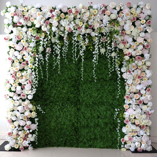 🔥[Hot sale]🔥 Roll Up Fabric Artificial Flower Wall Wedding Backdrop, Floral Party Decor, Event Photography