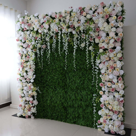 🔥[Hot sale]🔥 Roll Up Fabric Artificial Flower Wall Wedding Backdrop, Floral Party Decor, Event Photography