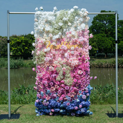 🔥[Hot sale]🔥 Roll Up Fabric Artificial Flower Wall Wedding Backdrop, Floral Party Decor, Event Photography