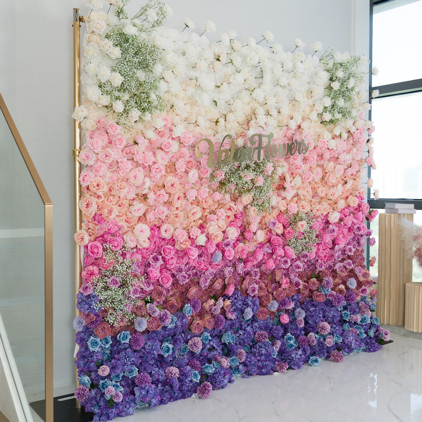 🔥[Hot sale]🔥 Roll Up Fabric Artificial Flower Wall Wedding Backdrop, Floral Party Decor, Event Photography
