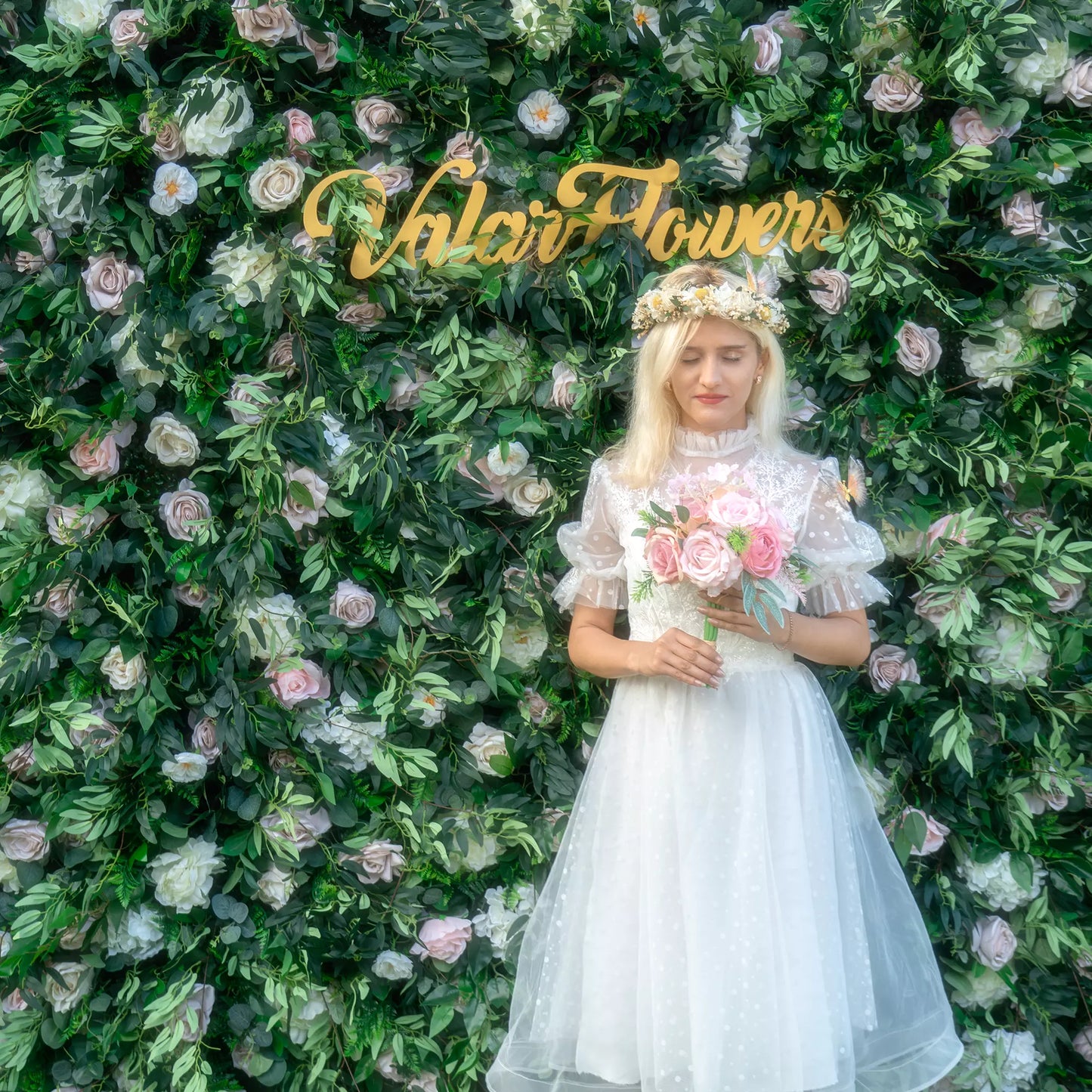 🔥[Hot sale]🔥 3D Flowers Green Lush and Deluxe Floral Wall Weddings Backdrop and Photography