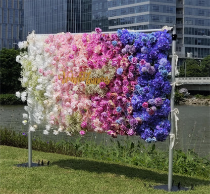 🔥[Hot sale]🔥 Roll Up Fabric Artificial Flower Wall Wedding Backdrop, Floral Party Decor, Event Photography