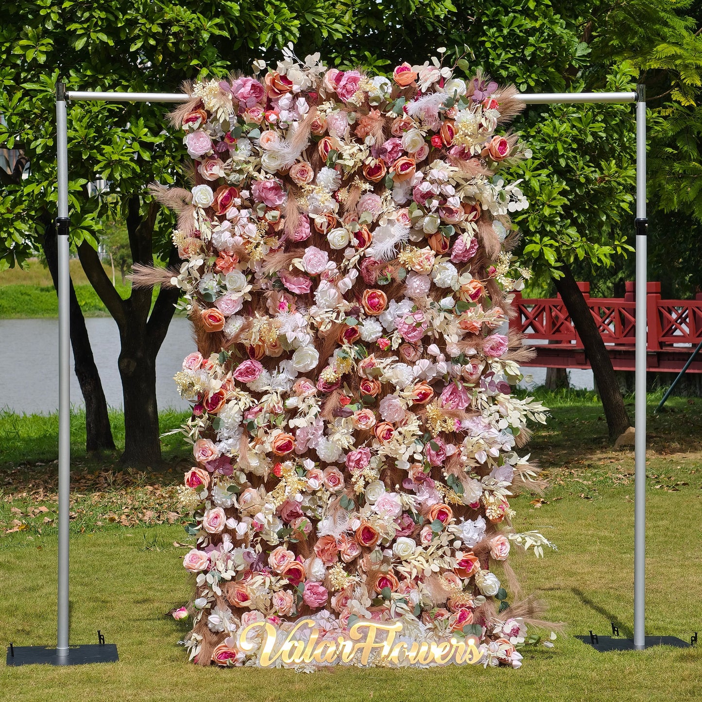 🔥[Hot sale]🔥 Roll Up Fabric Artificial Flower Wall Wedding Backdrop, Floral Party Decor, Event Photography