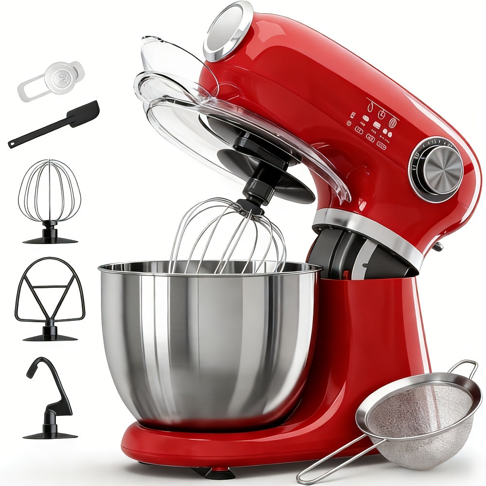 4-in-1 Electric Vertical Mixer, with A Power Of 350 Watts, 12-speed with Pulse Button. Accessories Include 5.5-gallon Stainless Steel Bowl