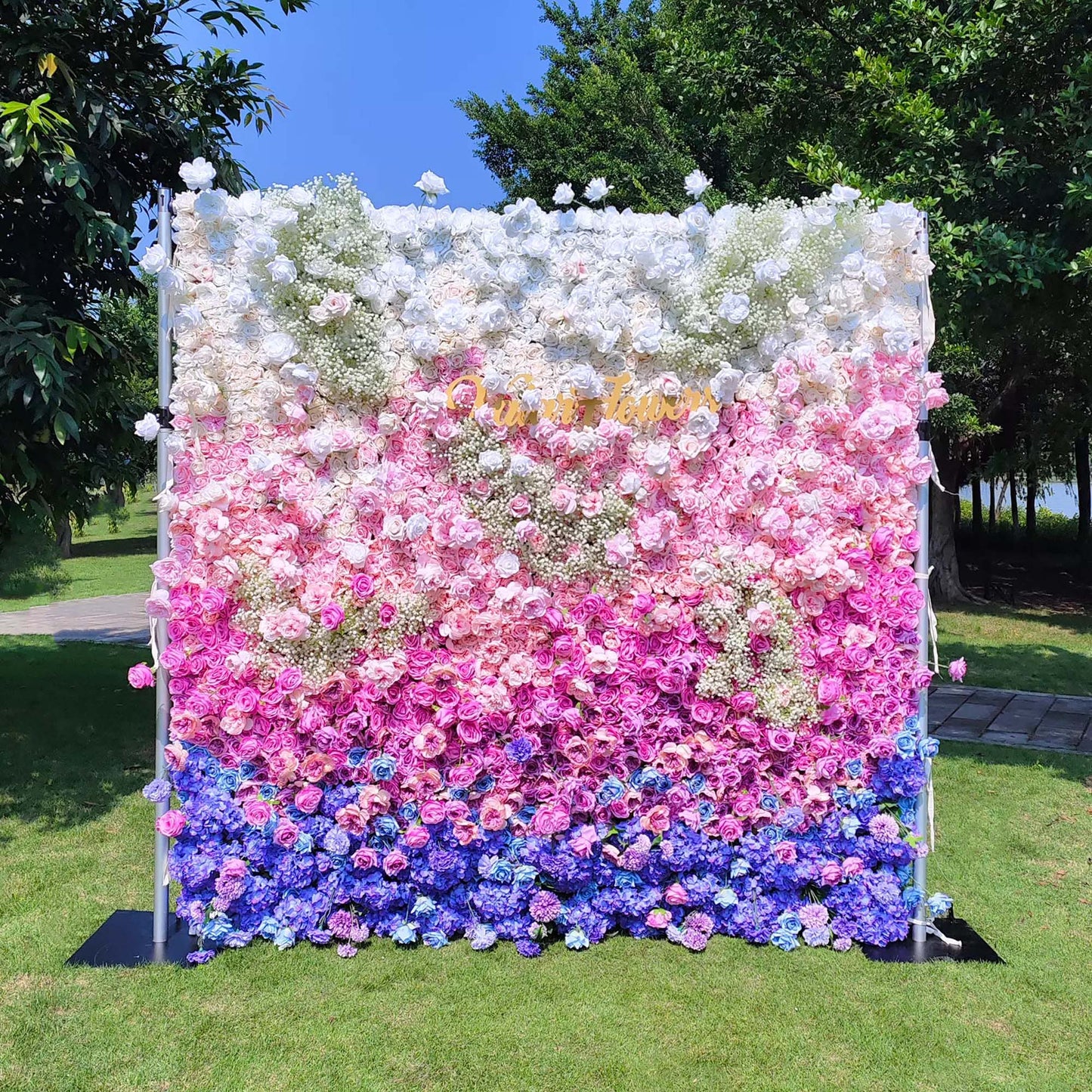 🔥[Hot sale]🔥 Roll Up Fabric Artificial Flower Wall Wedding Backdrop, Floral Party Decor, Event Photography