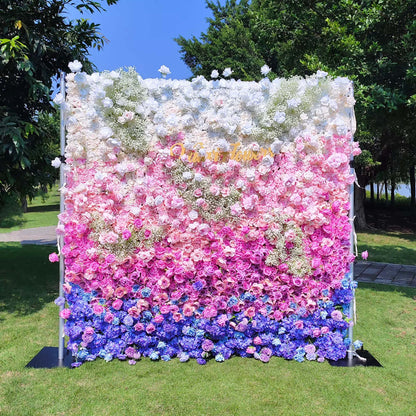 🔥[Hot sale]🔥 Roll Up Fabric Artificial Flower Wall Wedding Backdrop, Floral Party Decor, Event Photography