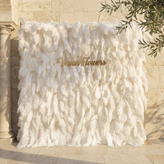 🔥[Hot sale]🔥 Artificial Floral Wall Backdrop: Celestial White Feather Dreamscape
